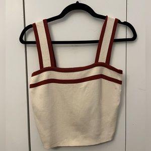 Ivory knit tank with red stripes size M (fits M-XL)